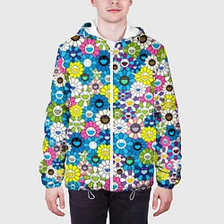 Куртка с капюшоном мужская Takashi Murakami Улыбающиеся цветы, цвет: 3D-белый — фото 2