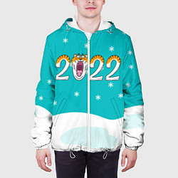 Куртка с капюшоном мужская Надпись 2022 Новый год, цвет: 3D-белый — фото 2
