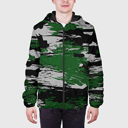 Куртка с капюшоном мужская Green Paint Splash, цвет: 3D-черный — фото 2