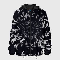 Куртка с капюшоном мужская Веер птиц, цвет: 3D-черный