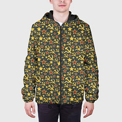 Куртка с капюшоном мужская Серп и Молот - Коммунизм, цвет: 3D-черный — фото 2