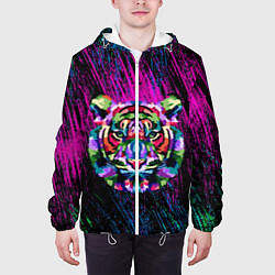 Куртка с капюшоном мужская Тигр Красочный 2022, цвет: 3D-белый — фото 2