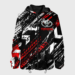 Куртка с капюшоном мужская Toyota - Следы шин, цвет: 3D-черный