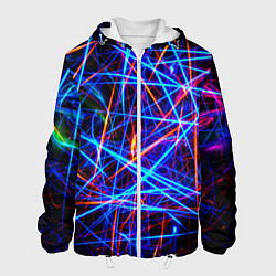 Куртка с капюшоном мужская NEON LINES Glowing Lines Effect, цвет: 3D-белый