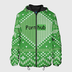 Куртка с капюшоном мужская Porn Hub - новогодний, цвет: 3D-черный