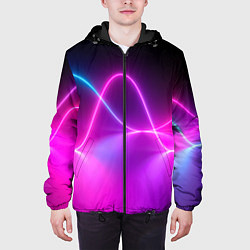 Куртка с капюшоном мужская Лучи света pink theme, цвет: 3D-черный — фото 2