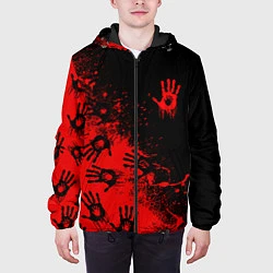 Куртка с капюшоном мужская Death Stranding Отпечаток рук паттерн, цвет: 3D-черный — фото 2