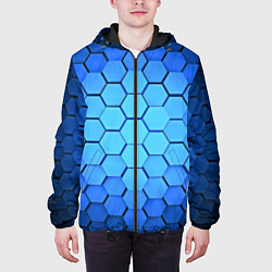 Куртка с капюшоном мужская Неоновые 3D ПЛИТЫ, цвет: 3D-черный — фото 2