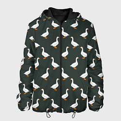 Куртка с капюшоном мужская Гуси паттерн, цвет: 3D-черный