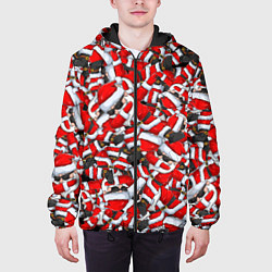 Куртка с капюшоном мужская ДЕД САНТА КЛАУС ПАТТЕРН НОВЫЙ ГОД 2022, цвет: 3D-черный — фото 2