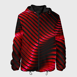 Куртка с капюшоном мужская Волны красного металла, цвет: 3D-черный
