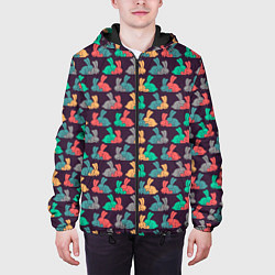 Куртка с капюшоном мужская Кролики 18, цвет: 3D-черный — фото 2