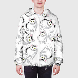 Куртка с капюшоном мужская КОТИКИ МЕМ МЯУ, цвет: 3D-белый — фото 2