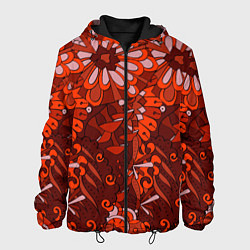 Куртка с капюшоном мужская Красные цветы абстракция, цвет: 3D-черный
