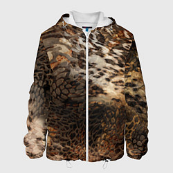 Куртка с капюшоном мужская Тигриная шикарная шкура, цвет: 3D-белый