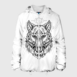 Куртка с капюшоном мужская Волчий портрет, цвет: 3D-белый