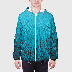 Куртка с капюшоном мужская Коллекция Rays Лучи Голубой и черный Абстракция 65, цвет: 3D-белый — фото 2