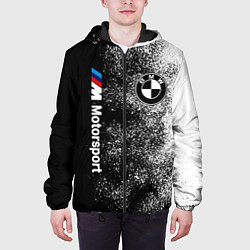 Куртка с капюшоном мужская БМВ Черно-белый логотип, цвет: 3D-черный — фото 2