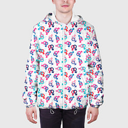 Куртка с капюшоном мужская Символы Гендера любовь, цвет: 3D-белый — фото 2