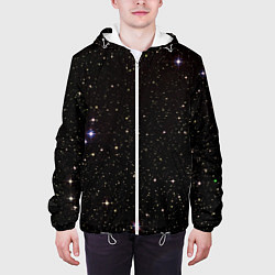 Куртка с капюшоном мужская Ночное звездное небо, цвет: 3D-белый — фото 2