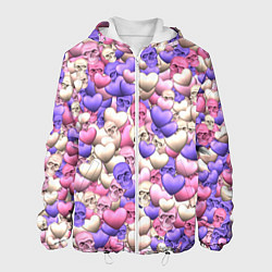 Куртка с капюшоном мужская Сердечки-черепушки, цвет: 3D-белый