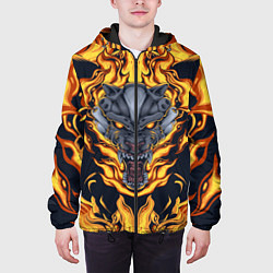 Куртка с капюшоном мужская Маска тигра в огне, цвет: 3D-черный — фото 2