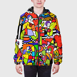Куртка с капюшоном мужская Romero Britto - love collage, цвет: 3D-черный — фото 2