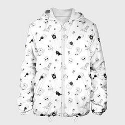 Куртка с капюшоном мужская Набор смешных котов, цвет: 3D-белый