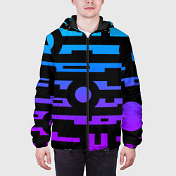 Куртка с капюшоном мужская Неоновая геометрия Neon, цвет: 3D-черный — фото 2