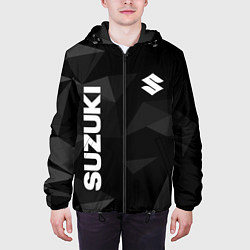 Куртка с капюшоном мужская Сузуки, Suzuki Геометрия, цвет: 3D-черный — фото 2