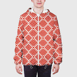 Куртка с капюшоном мужская Славянская Обережная Вышивка Плодородие, цвет: 3D-белый — фото 2