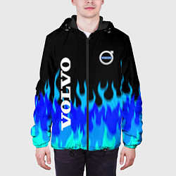 Куртка с капюшоном мужская Volvo размытый огонь, цвет: 3D-черный — фото 2
