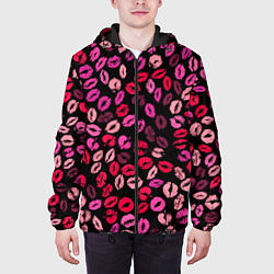 Куртка с капюшоном мужская Покрытый поцелуями, цвет: 3D-черный — фото 2