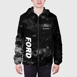 Куртка с капюшоном мужская Ford, Форд, Серый фон, цвет: 3D-черный — фото 2