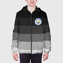 Куртка с капюшоном мужская Манчестер Сити, Manchester City, Серый градиент, цвет: 3D-черный — фото 2