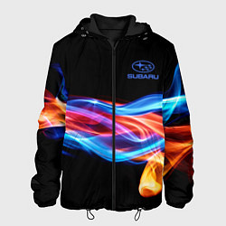 Куртка с капюшоном мужская Subaru Пламя огня, цвет: 3D-черный