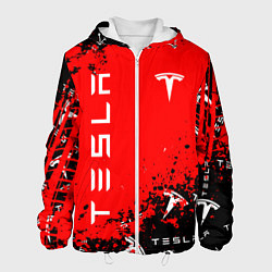 Куртка с капюшоном мужская Tesla следы от шин, цвет: 3D-белый