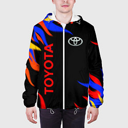 Куртка с капюшоном мужская Toyota Разноцветный огонь, цвет: 3D-белый — фото 2