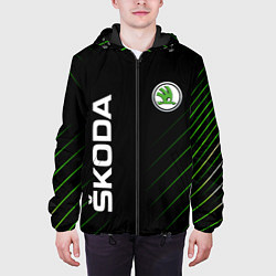 Куртка с капюшоном мужская Skoda Шкода Полосы, цвет: 3D-черный — фото 2