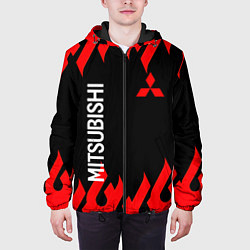 Куртка с капюшоном мужская Mitsubish: Нарисованный огонь, цвет: 3D-черный — фото 2