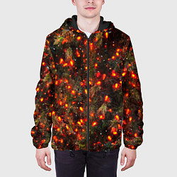 Куртка с капюшоном мужская Новогодняя стена, цвет: 3D-черный — фото 2