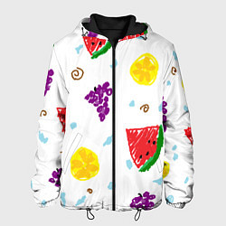 Куртка с капюшоном мужская Пиксельные фрукты, цвет: 3D-черный