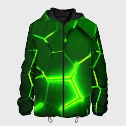 Мужская куртка 3D ПЛИТЫ НЕОН NEON GREEN HEXAGON РАЗЛОМ