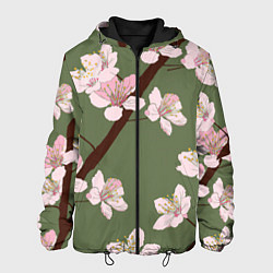 Куртка с капюшоном мужская Деревья весной, цвет: 3D-черный