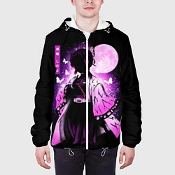Куртка с капюшоном мужская Шинобу Кочо силуэт Клинок рассекающего демона, цвет: 3D-белый — фото 2