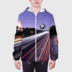 Куртка с капюшоном мужская BMW Ночная трасса, цвет: 3D-белый — фото 2