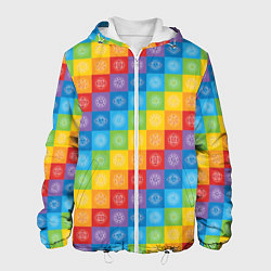 Куртка с капюшоном мужская Разноцветные Чакры, цвет: 3D-белый
