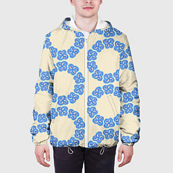 Куртка с капюшоном мужская Круговой орнамент из цветка, цвет: 3D-белый — фото 2