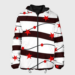 Куртка с капюшоном мужская Красные Звезды На Волнах, цвет: 3D-черный