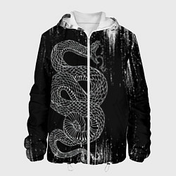Куртка с капюшоном мужская Snake Краски Змея ЧБ, цвет: 3D-белый